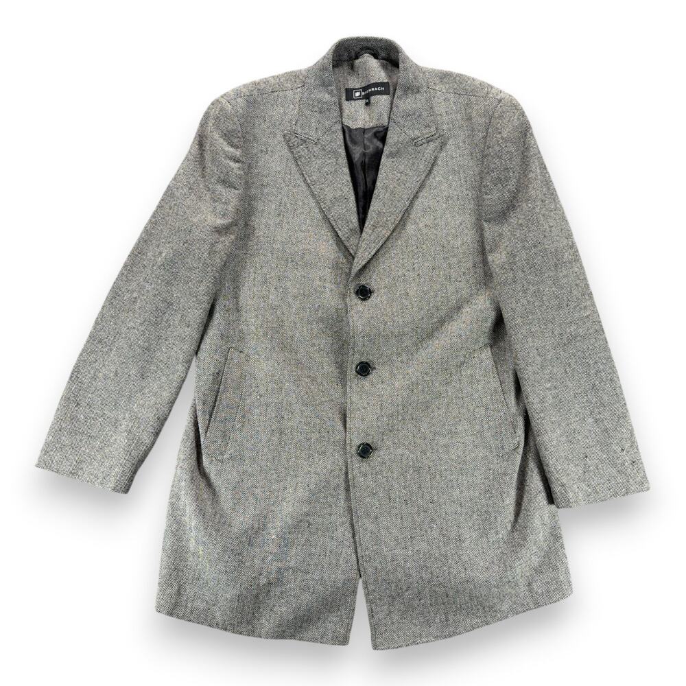 Bachrach Coat Adult EXTRA LARGE Gray Herringbone Wool Cashmere Topcoat Luxurya